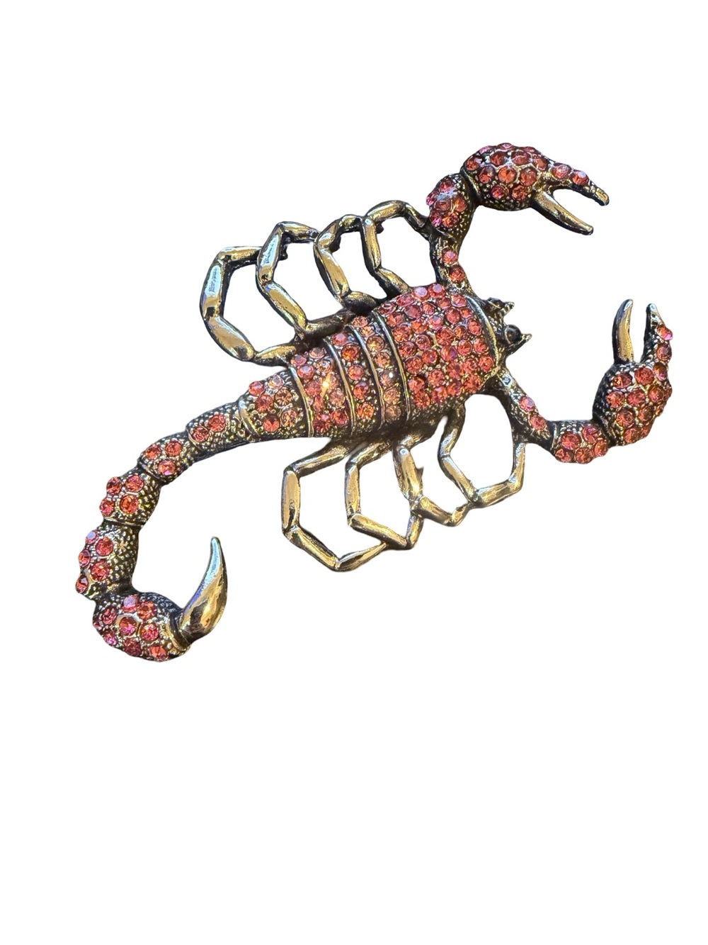 Pink Crystal Scorpion Brooch with Moving Tail
